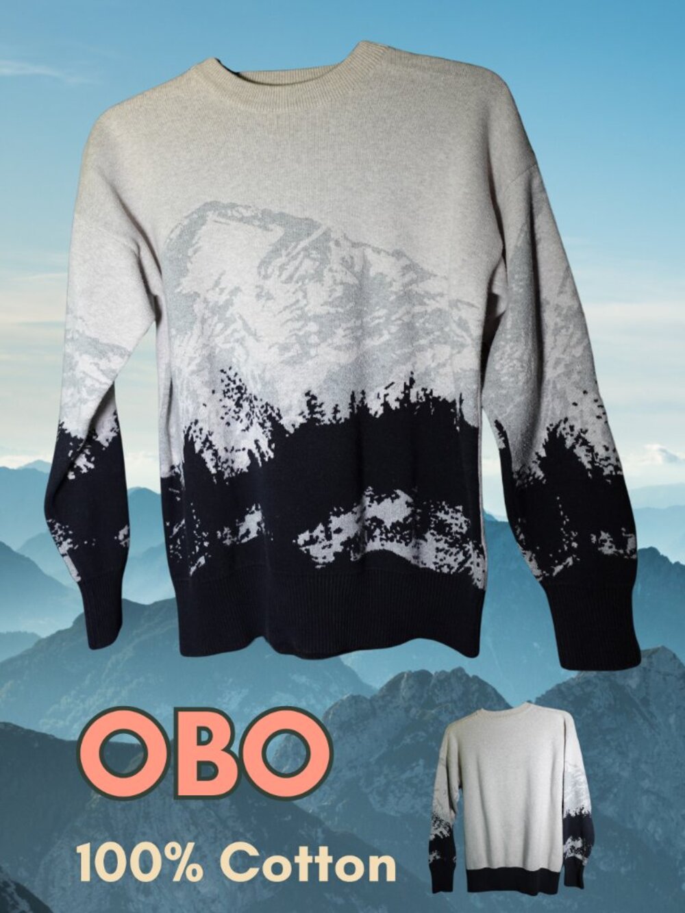 Mountain Monochrome Outdoor Heritage Cabincore Sweater